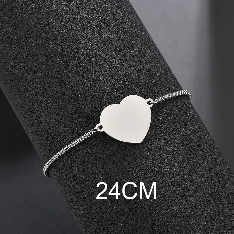 Bluelory personalisiertes Armband für Herren und Damen, Edelstahl, verschiedene Stile, leeres Namensschild, Herzarmband, Party-Schmuckgeschenk