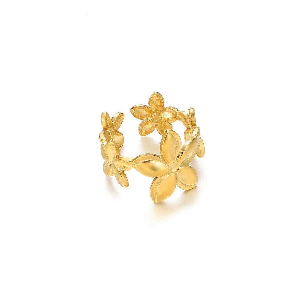 Edelstahl Übertrieben Große Blumenringe Für Frauen Gold Farbe Sonnenblume Fingerring Weiblich Mode Ästhetischer Schmuck Geschenk