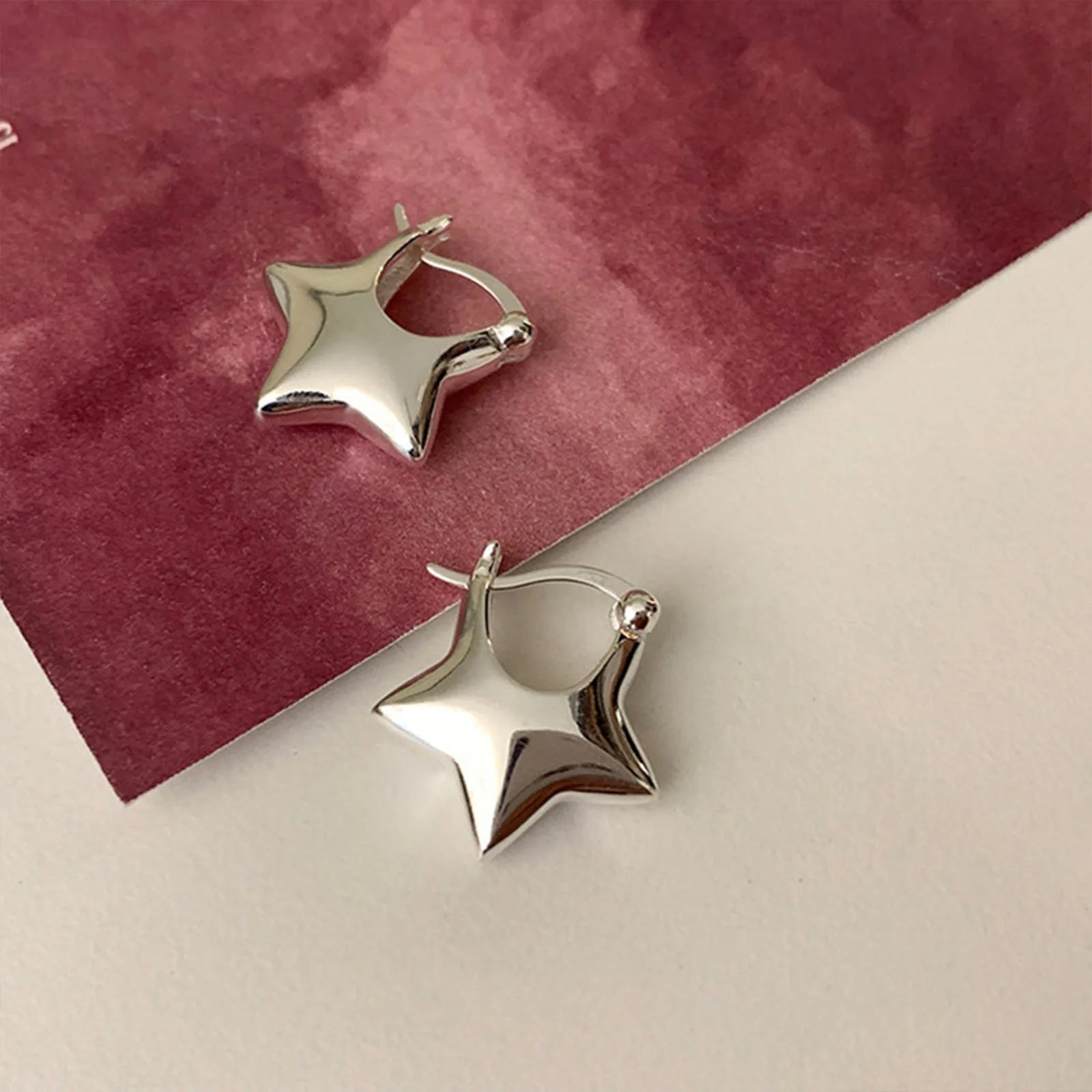 Pendientes de plata de ley 925 vintage simples con estrella para mujer, joyería de moda, previene alergias, accesorios de fiesta, regalo