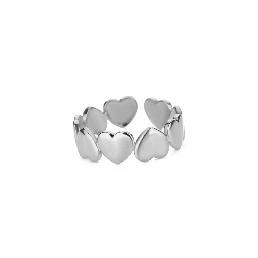 Edelstahl Herzringe für Damen, verstellbarer, goldfarbener Herzring, Hochzeitspaar, Weihnachtsgeschenke, Partygeschenke