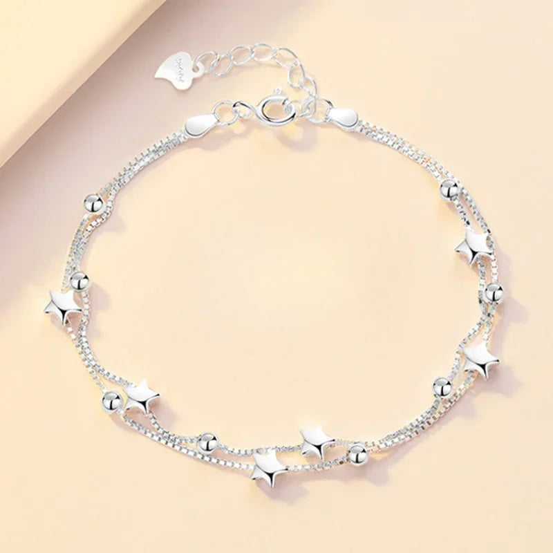 925 Sterling Silber Herzförmige Halskette Armband Set für Frauen Vintage Koreanische Kristall Armbänder Hochwertiges Set Party Schmuck