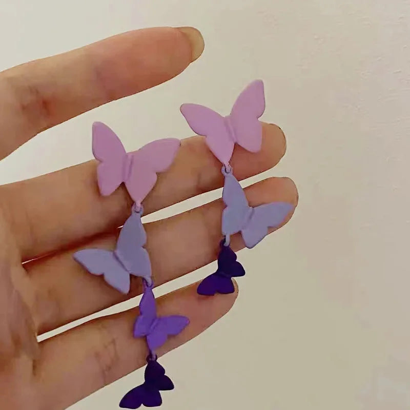 Lila Mini 3D Schmetterling Ohrstecker Damen Romantischer Hochzeit Valentinstag Schmuck Geschenk Süßer Stil