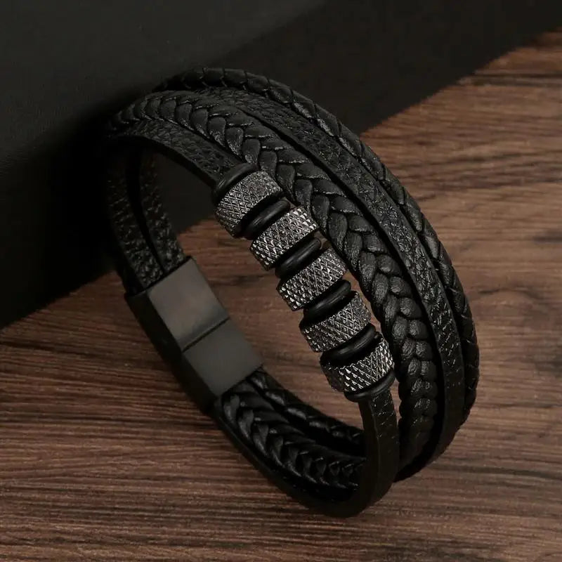 Klassisches Herren Lederarmband Neuer Stil Handgewebt Mehrschichtige Kombination Accessoire Mode Herrenschmuck Großhandel Dropshipping