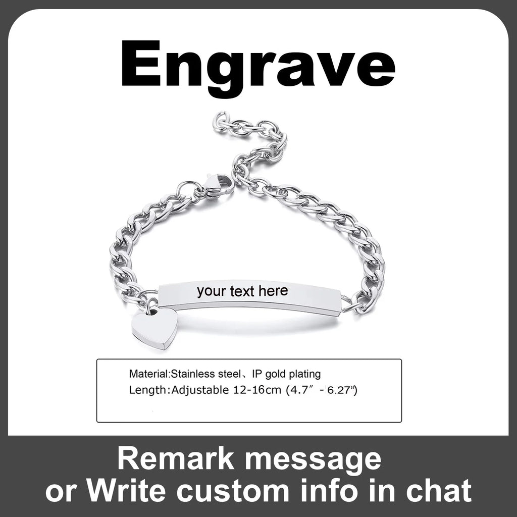 Personalisiertes Herz-Armband für kleine Mädchen/Jungen, gravierbares ID-Namensarmband, personalisiertes Edelstahlketten-Geburtstagsgeschenk