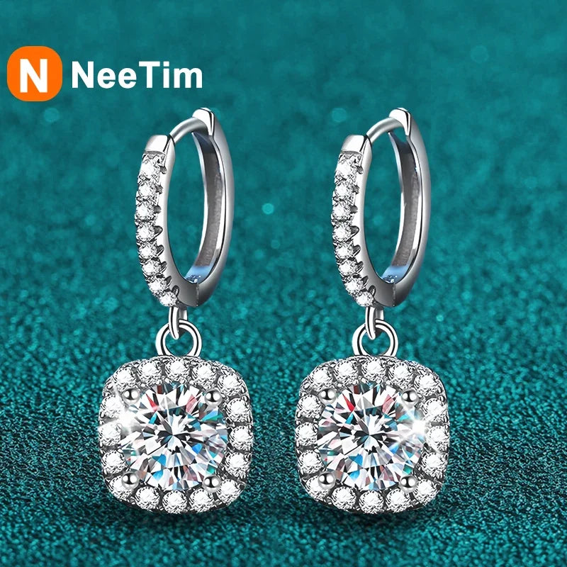 NeeTim 2 Karat Moissanit Ohrhänger für Damen S925 Sterling Silber Funkelnde Labor-Diamant Ohrringe Damen Hochzeitsschmuck