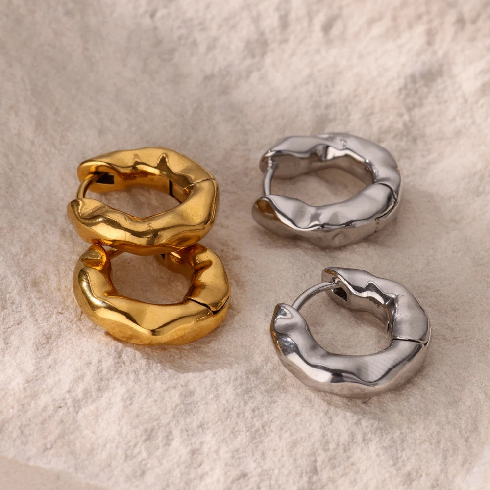 Stainless Steel Pendientes Earrings for Women Gold Color New In Geometric Small Hoop Earrings 2024 Trend Wedding Jewelry Gift