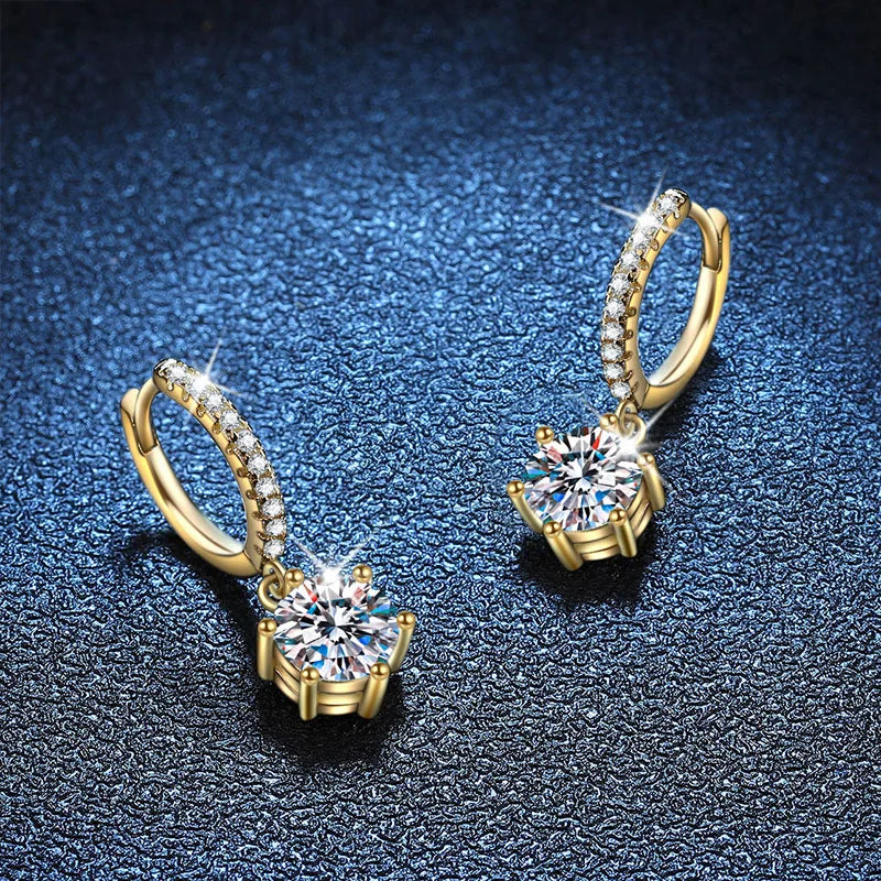 NeeTim 0.5ct 1ct Moissanit-Ohrhänger S925 Sterlingsilber vergoldet Hochzeitsschmuck mit Zertifikat Creolen