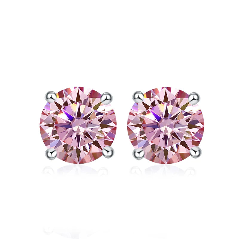NeeTim Pendientes de Moissanita para Mujer 0.5ct 1ct 2ct Plata de Ley 925 Rosa Negro Azul Gris Brillante Diamante de Laboratorio