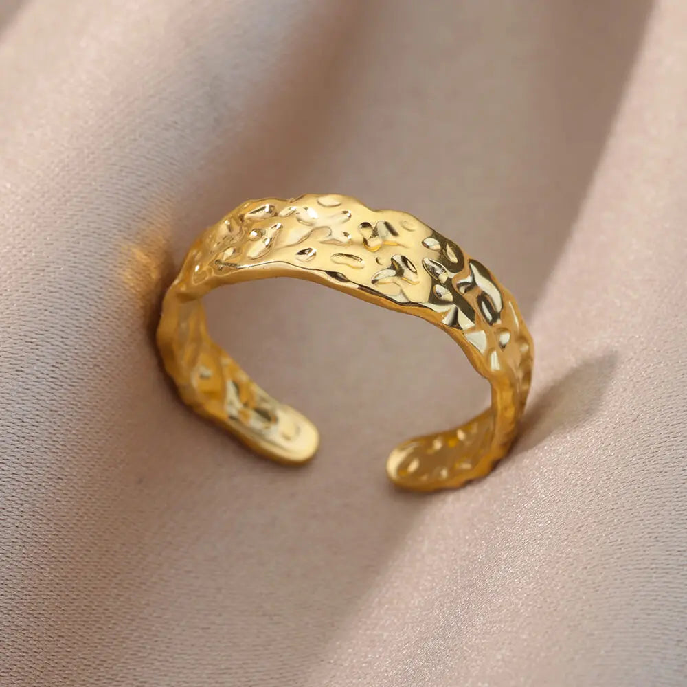 Anillos Irregulares Huecos Para Mujer De Acero Inoxidable Color Dorado Anillo Geométrico Fiesta Joyería De Navidad Regalo Envío Gratis