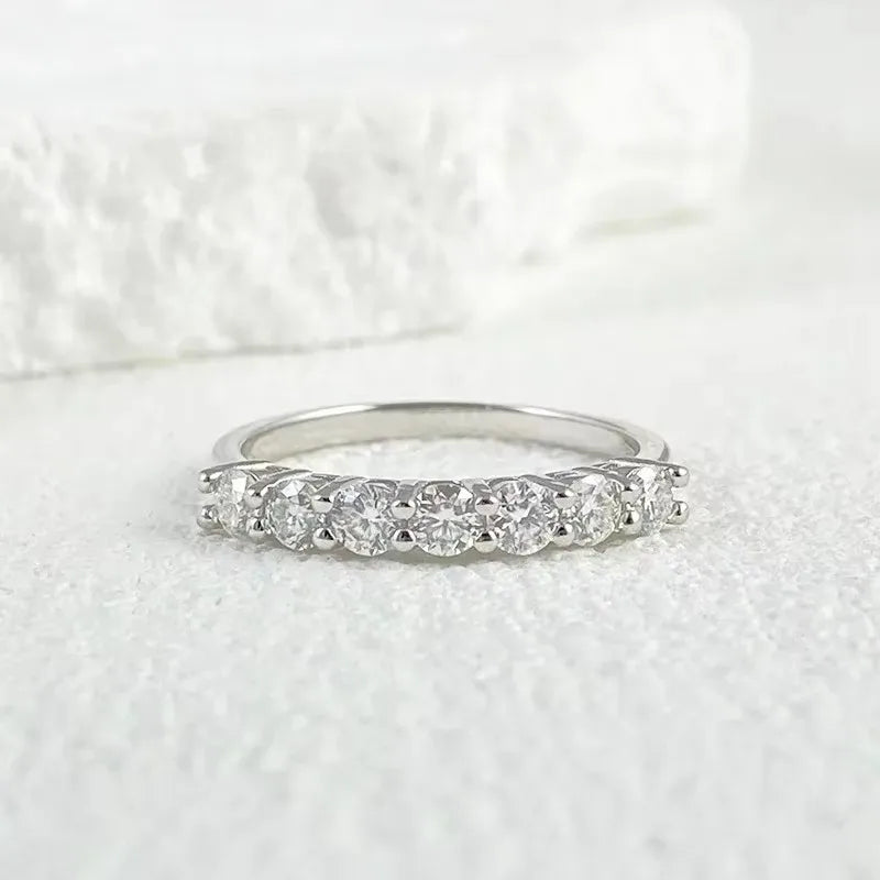 NeeTim Voll-Moissanit-Ring für Damen, S925 Sterlingsilber mit Weißgold plattiert, Diamant-Hochzeitsbandringe, edler Schmuck