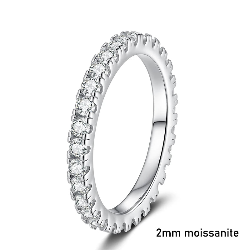 NeeTim D Color 2mm Voll-Moissanit-Diamantring für Damen Sterlingsilber 925 vergoldet Hochzeits-Brautring Schmuck
