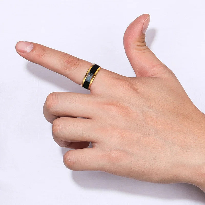 Temperatur-Paar-Ring aus Titanstahl, Stimmung, Emotion, Gefühl, intelligente empfindliche Ringe für Frauen und Männer, modischer wasserdichter Schmuck