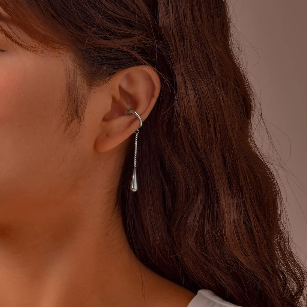 C-förmige Metall-Ohrklemme mit Quaste in Tropfenform für Damen, 1 Stück, keine Piercings, Ohrknorpel-Clips