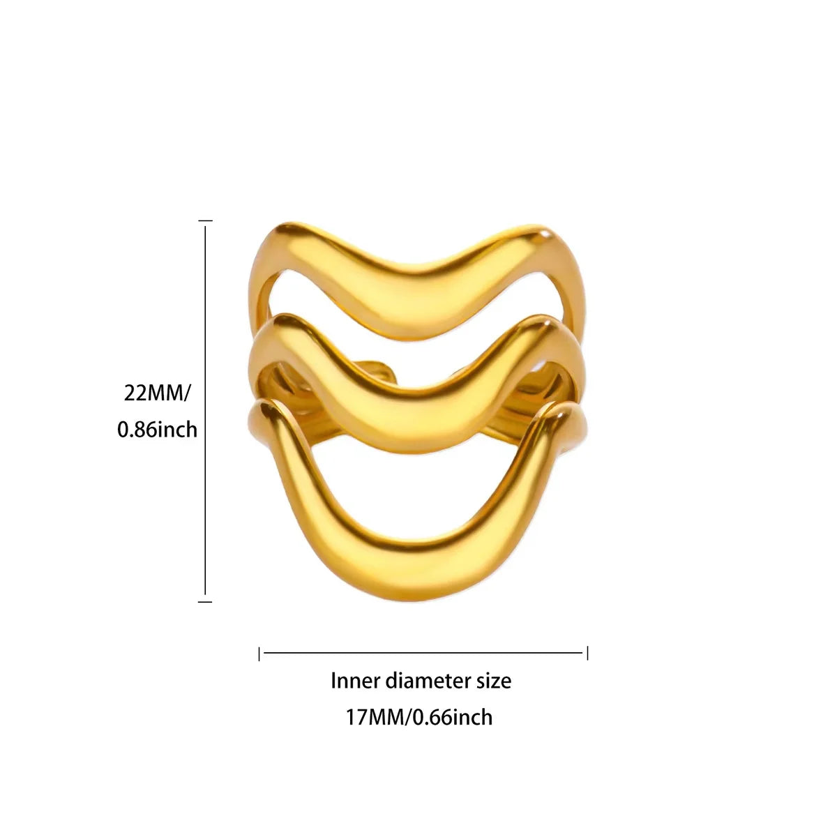 Edelstahl unregelmäßige Wellenringe für Frauen Kreativ Gold Farbe Verstellbarer offener Ring weiblicher Schmuck Punk Rapper Anillos Geschenke