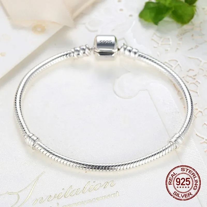 Handgemachter Original Feinschmuck 925 Sterling Silber Charm Armband Weiche Glatte Schlangenknochen Armbänder für Frauen