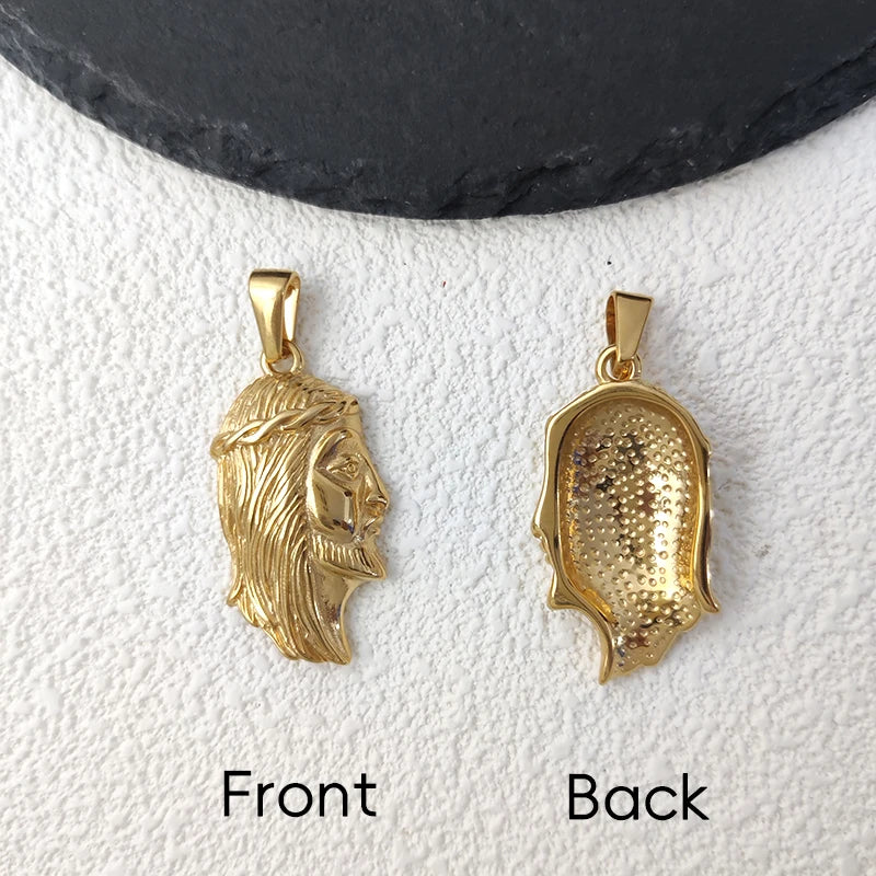 Collar con colgante de cabeza de Jesús de acero inoxidable con chapado en oro de 18 quilates estilo Hip-Hop, joyería impermeable, el regalo ideal para hombre