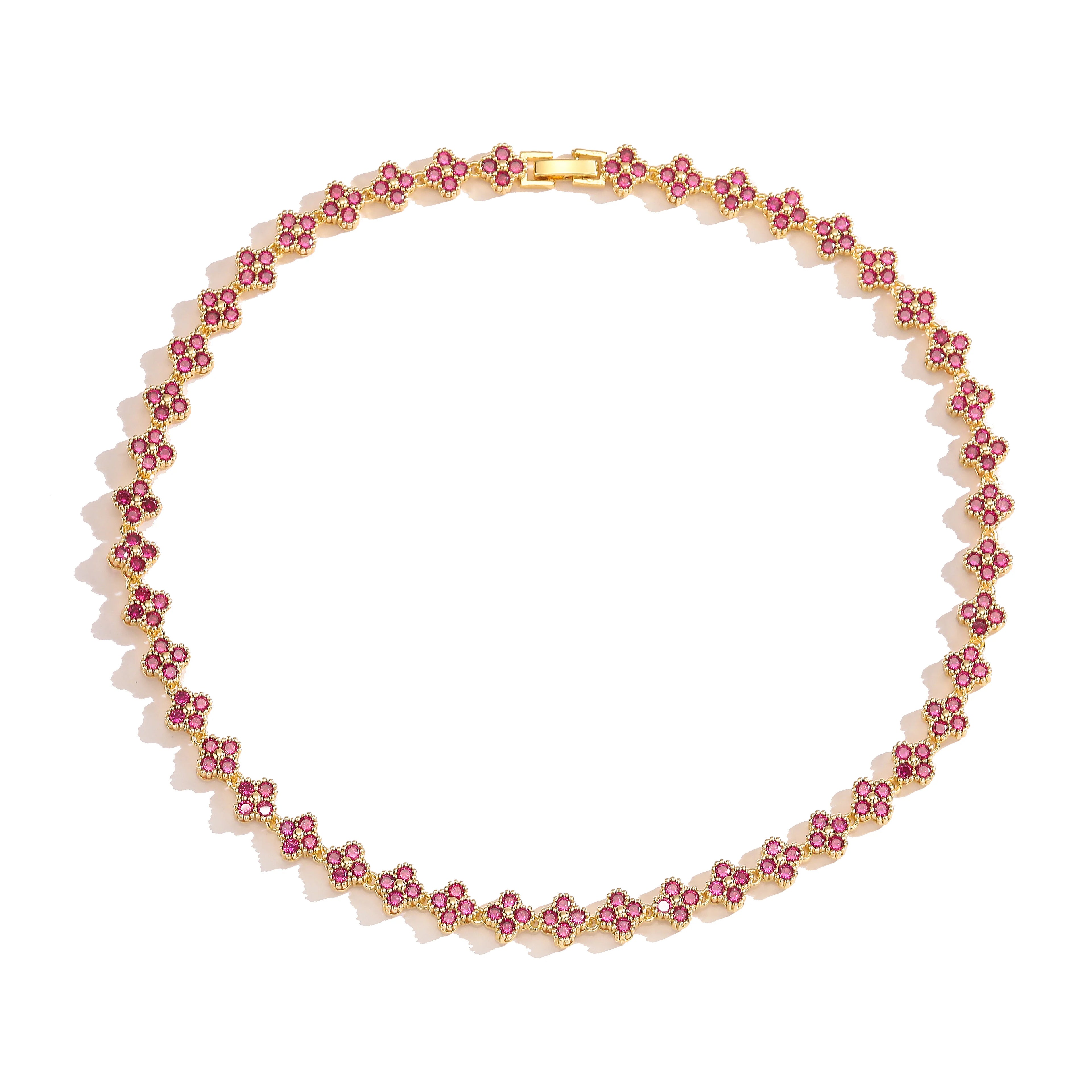 HECHENG, AAAAA Messing 18K vergoldete Blumenhalskette Armband Schmuckset, als Weihnachtsgeschenk für Frauen und die beste Freundin