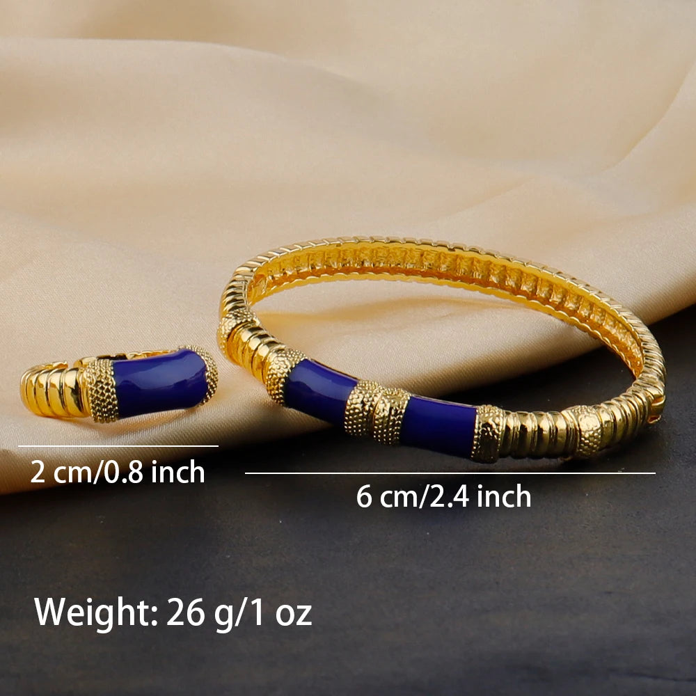 Vergoldeter Ring und Armband, nigerianisches Schmuckset, hohe Eleganz, mehrfarbig, personalisierte Armbänder, Mädchengeschenk, kostenloser Versand