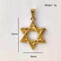 Elegante Collar de Acero Inoxidable con Chapado en Oro de 18K y Estrella de David - Hexagrama Religioso para Hombres y Mujeres, Opción de Regalo