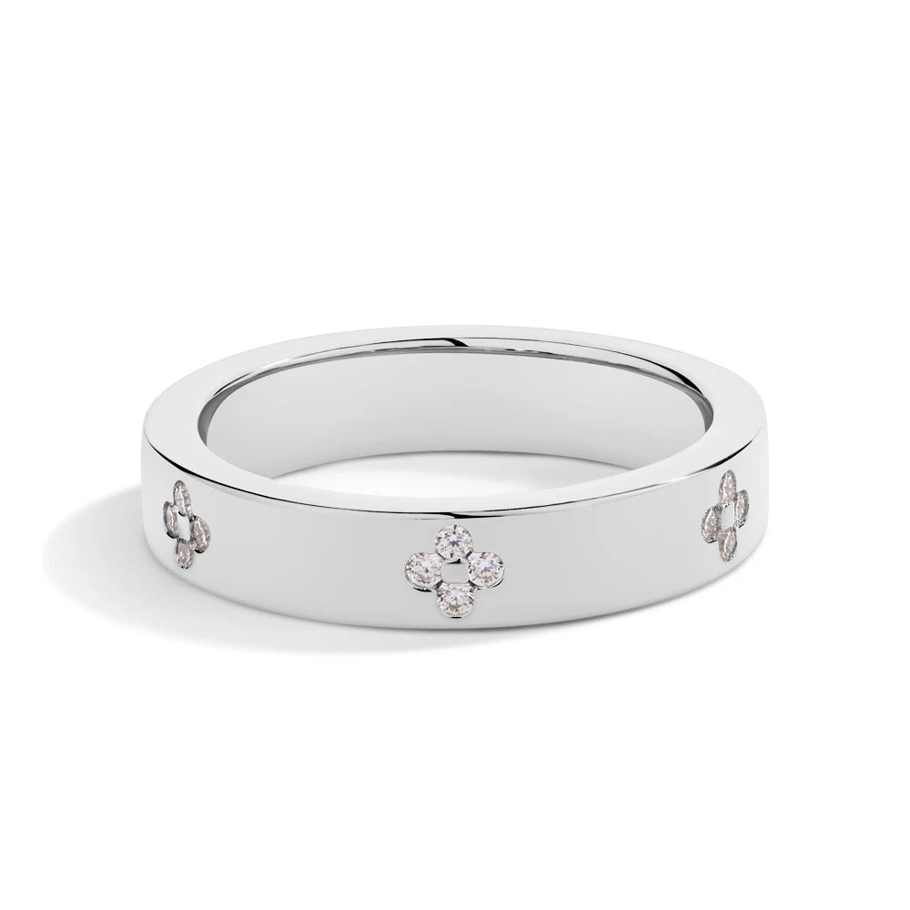 MINTYBOX Clover Moissanite 18k vergoldeter Diamant Ehering für Damen S925 Silber Verlobungsfeier Edelschmuck Geschenk