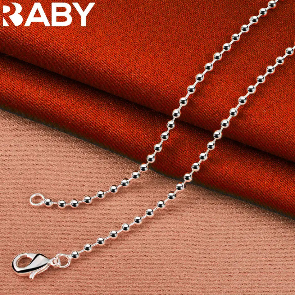 URBABY 925 Sterling Silver 40-75cm 2mm Beads Necklace For Women Anniversary Gift Popular Wild Fashion Romantic Jewelry