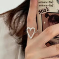 925er Sterling Silber Ring für Frauen Schmuck Herz Finger Offen Handgemachter Ring Allergie für Party Geburtstag Geschenk