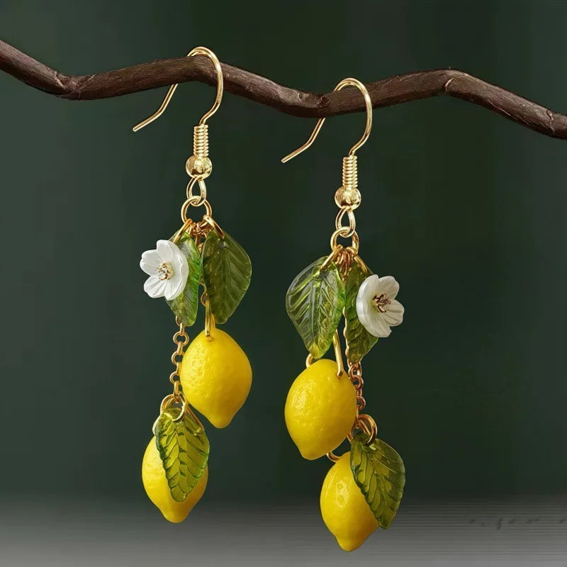 Personalized Lemon Earrings with Long Tassel Summer Fruit Dangle Earrings Versatile Bohemian Jewelry Gift for Women