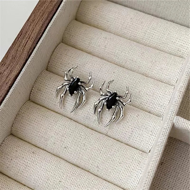 Halloween Gothic Retro Alte Spinne Zirkon Ohrringe Frauen Mode Design Schwarzer Zirkon Ohrring Party Schmuck Geschenke Großhandel