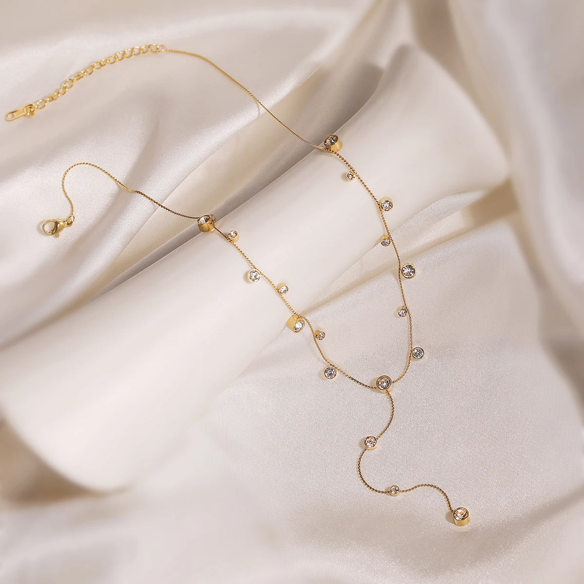 2025 New Arrival Shiny AAA CZ Zircon Silver/Gold Color Choker Necklaces For Elegant Women Stainless Steel Jewelry