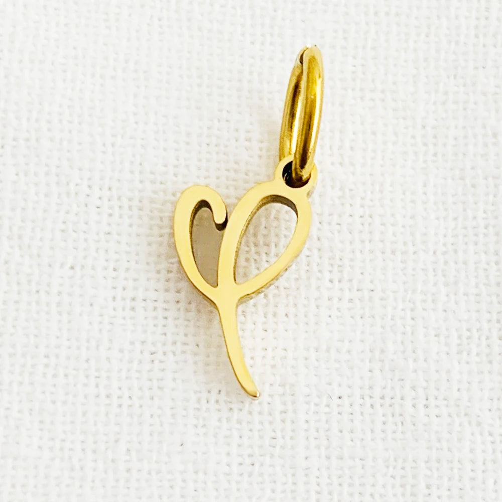 SUNIBI Heart Art Initial Alphabet Pendant DIY Name Customized Birthday Gift Stainless Steel Women Fashion Jewelry A-Z Wholesale