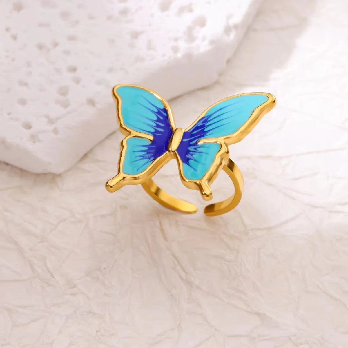 Vintage Grüne Stein Offene Edelstahlringe Für Frauen Mode Goldfarbe Blume Zirkon Ring Schmuck Ästhetische Anillos Geschenk