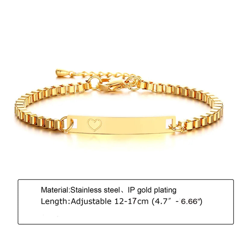 Individuelles personalisiertes Namens-ID-Armband für Mädchen und Jungen, Edelstahl-Gliederketten-Kronenarmband, nicht allergisch