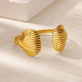 Summer Waterproof Cuff Bangles Bracelet For Women Cute Flower Double Layer Open Stainless Steel Gold Color Star Shell Jewelry