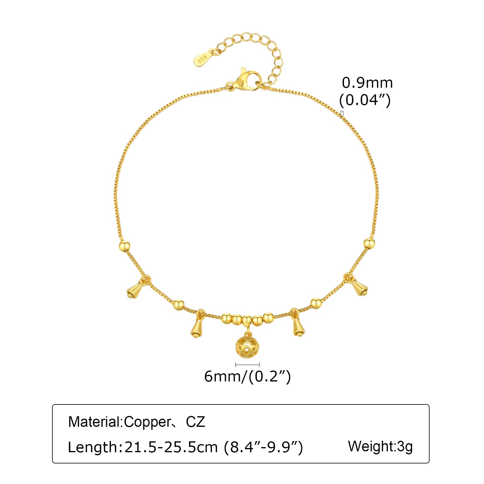 Fußkettchen Armband für Beine aus Edelstahl, wasserdicht, verstellbar, Strandperlen, Kugel, kubanische Gliederkette, Sommer, Boho-Fußschmuck für Damen