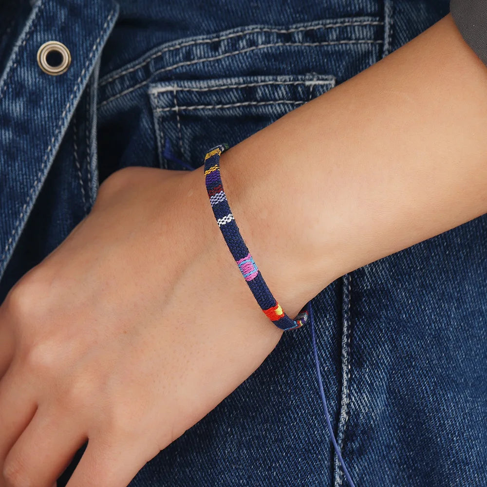 12 Stück Nepal Ethnisches Buntes Armband-Set für Frauen Böhmische Stoff Geflochtene Seilarmbänder Herren Armreif Mode Sommerschmuck