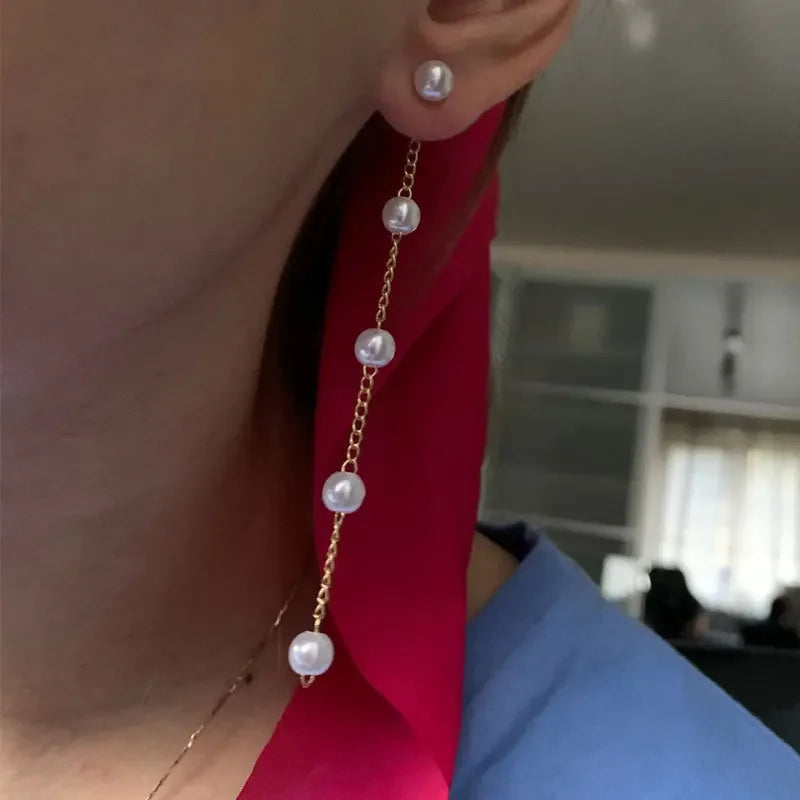 Modische Perlen-Ohrhänger für Damen, niedliche koreanische Kristall-Strass-Ketten-Ohrringe, Brautschmuck für Hochzeitsfeiern, Geschenke 2024