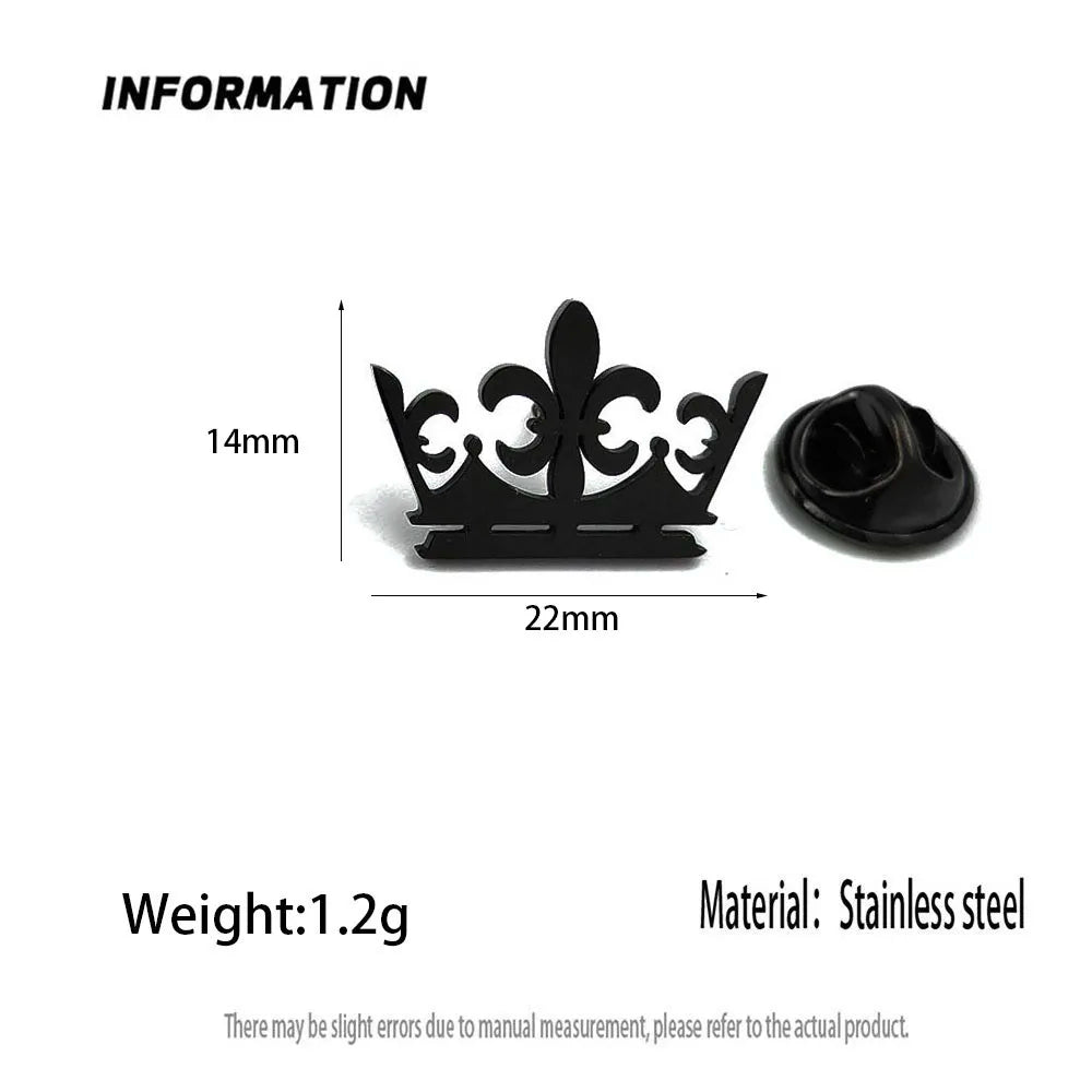 New crown gold-plated stainless steel badge, suit lapel pin, gold-plated men's brooch, business clothing matching