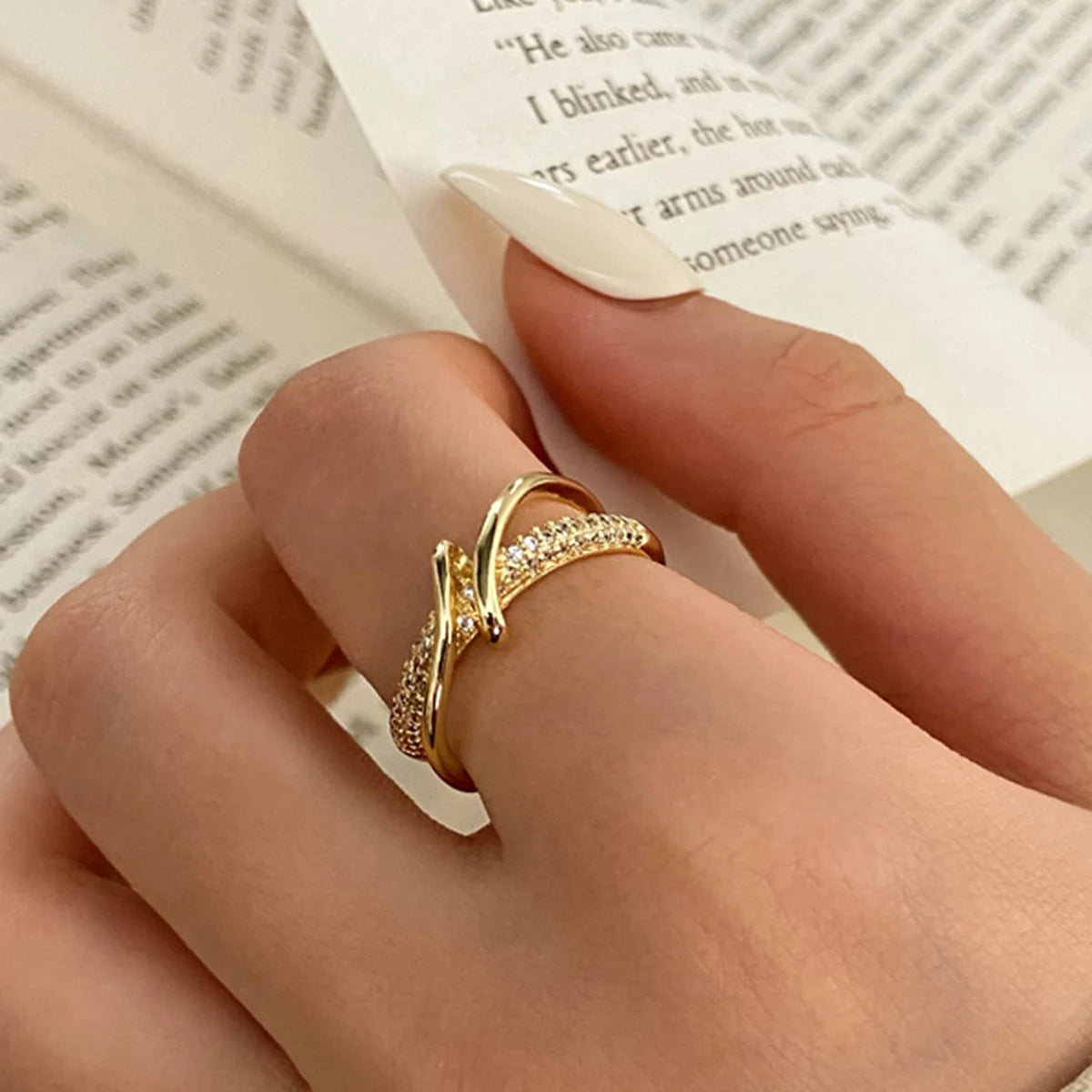 Anillo ajustable coreano Punk con circonita cúbica para mujer, regalos para fiestas de oficina, accesorios de joyería.