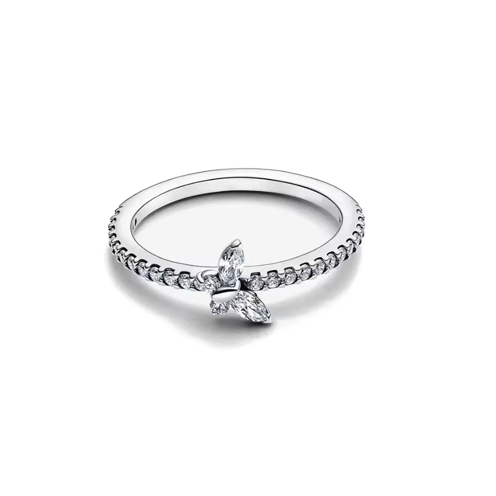925er Silber Damenschmuck Ring Größe 6 7 8 9 Pinker Herz Zirkonia Stein Rot Schwarz Ringe DIY Geburtstagsgeschenk Party