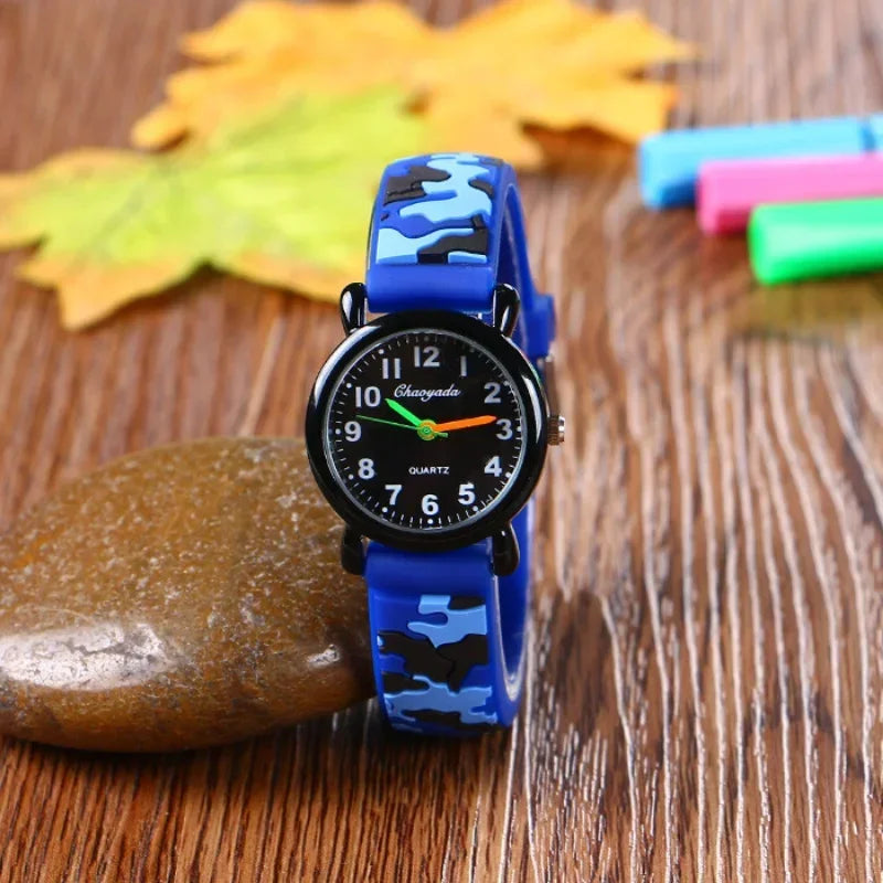 Reloj de pulsera de cuarzo con correa de camuflaje de marca para niños, relojes de dibujos animados para estudiantes, niños, niñas, deportivos, para fans del ejército, geniales, Dropshipping