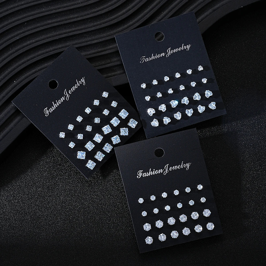 36 Paar Einfache Glänzende Strass Ohrstecker Set für Damen Mode Kristall Zirkon Perlen Ohrringe Neue Schmuck Accessoires Geschenke