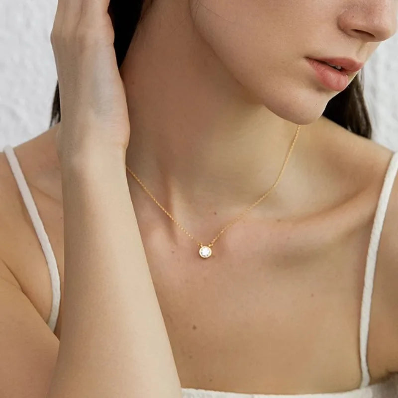VENTFILLE Plata 925 Geometría Circular Rosa Collar Esmalte Goteo Coreano Joyería Delicada Regalo de Cumpleaños Venta al por Mayor