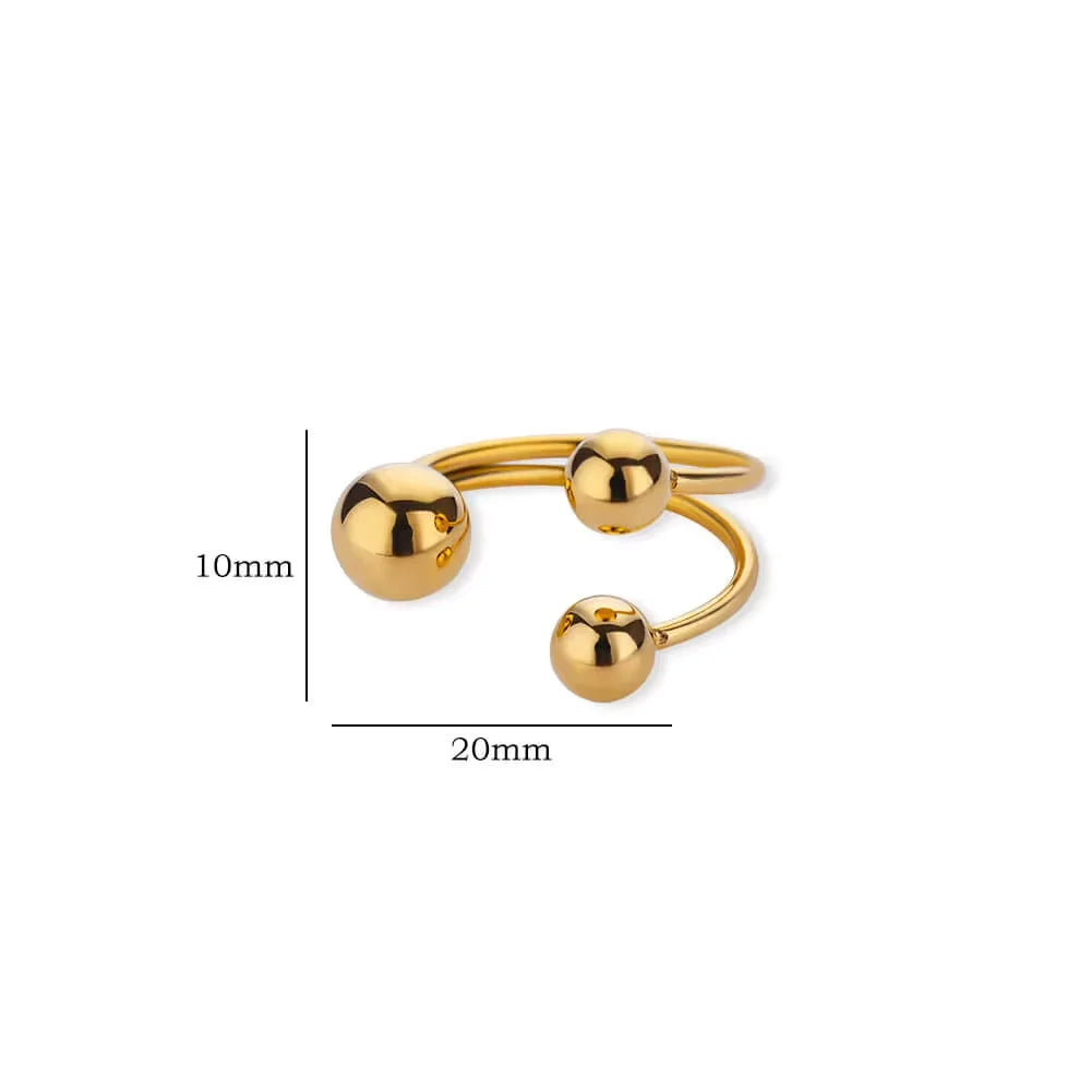 Edelstahl Doppelball Verstellbarer Ring für Damen Unisex Goldfarben Trendige Fingerringe Dekompressionsschmuck Geschenke Anillos