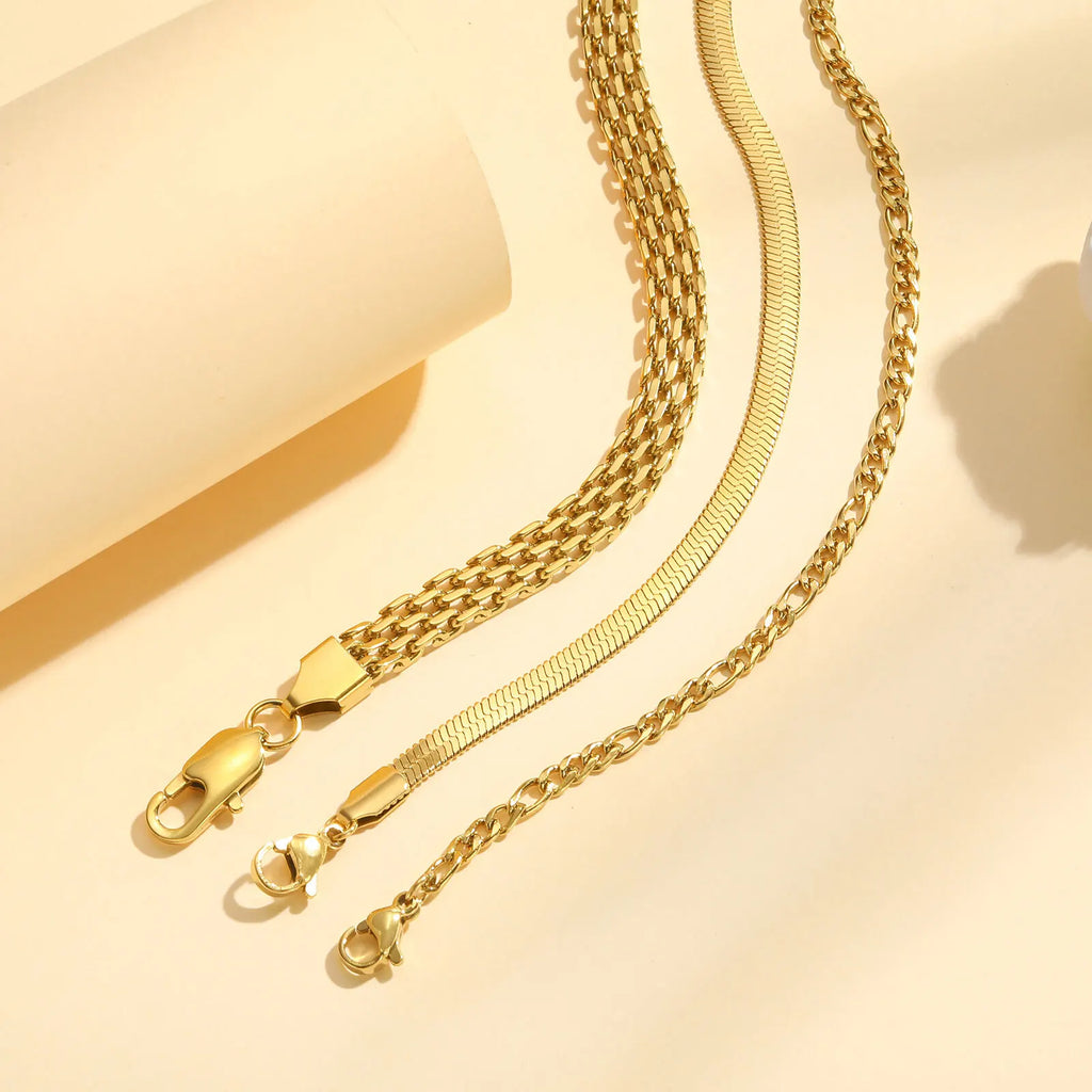Wasserdichte Edelstahl-Kettenarmbänder für Damen, vergoldete, stapelbare Gliederarmbänder als Geschenke