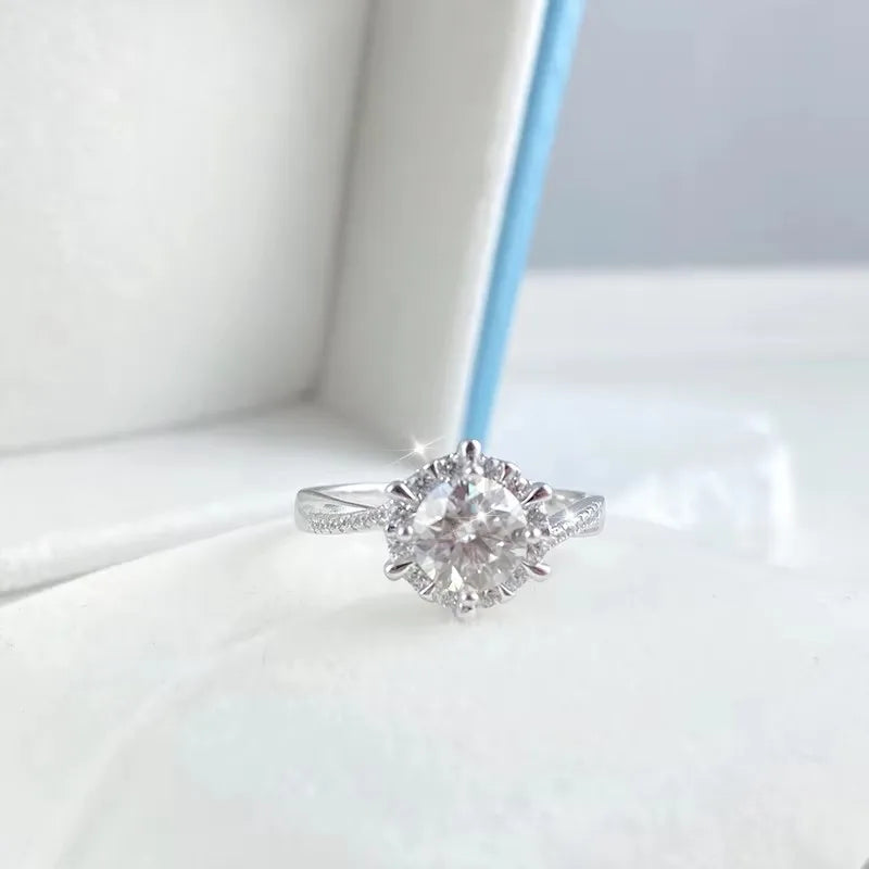NeeTim 0.5/1CT Moissanit Diamantringe Ehering für Damen 925 Sterlingsilber 18k Weißgold plattiert Verlobungsring Zertifiziert