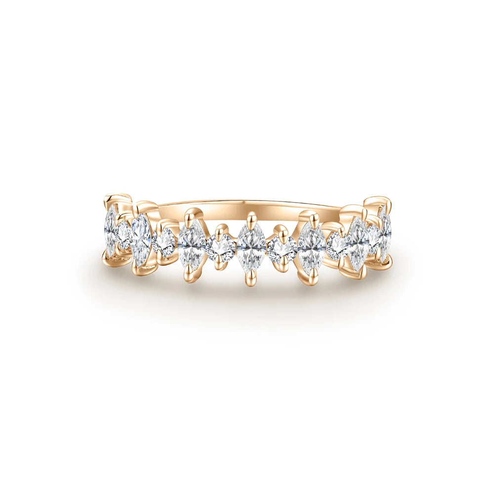 MINTYBOX 4*2mm D Farbe 925 Sterlingsilber Moissanit Ring für Damen, Diamantprüfgerät bestanden, 18 Karat vergoldet, Verlobungs-Hochzeitsringe