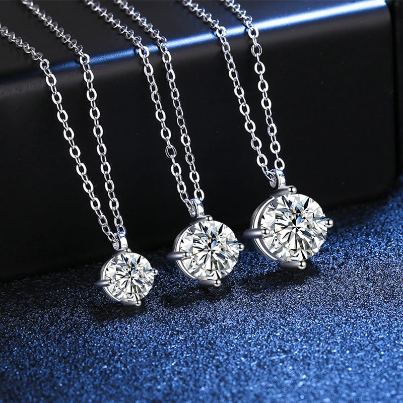NeeTim 1ct 2ct 3ct D VVS1 Collar de Moissanita para Mujer Plata de Ley 925 con Baño de Oro Blanco Diamante de Laboratorio Colgante Brillante