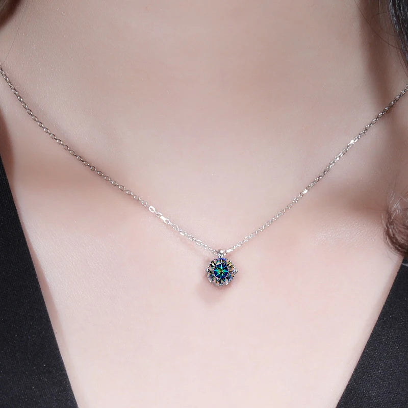 NeeTim 1CT 2CT Echte Moissanit-Halskette für Frauen, Top-Qualität 925er Sterlingsilber, Hochzeit, Party, Brautschmuck, Luxus