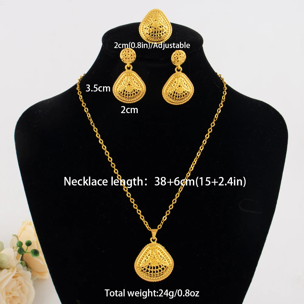 Modeschmuck-Set aus Gold, Edelstahl-Ohrringe und Halsketten für Damen, einfaches Persönlichkeitsgeschenk, Hochzeitsfeier-Accessoires