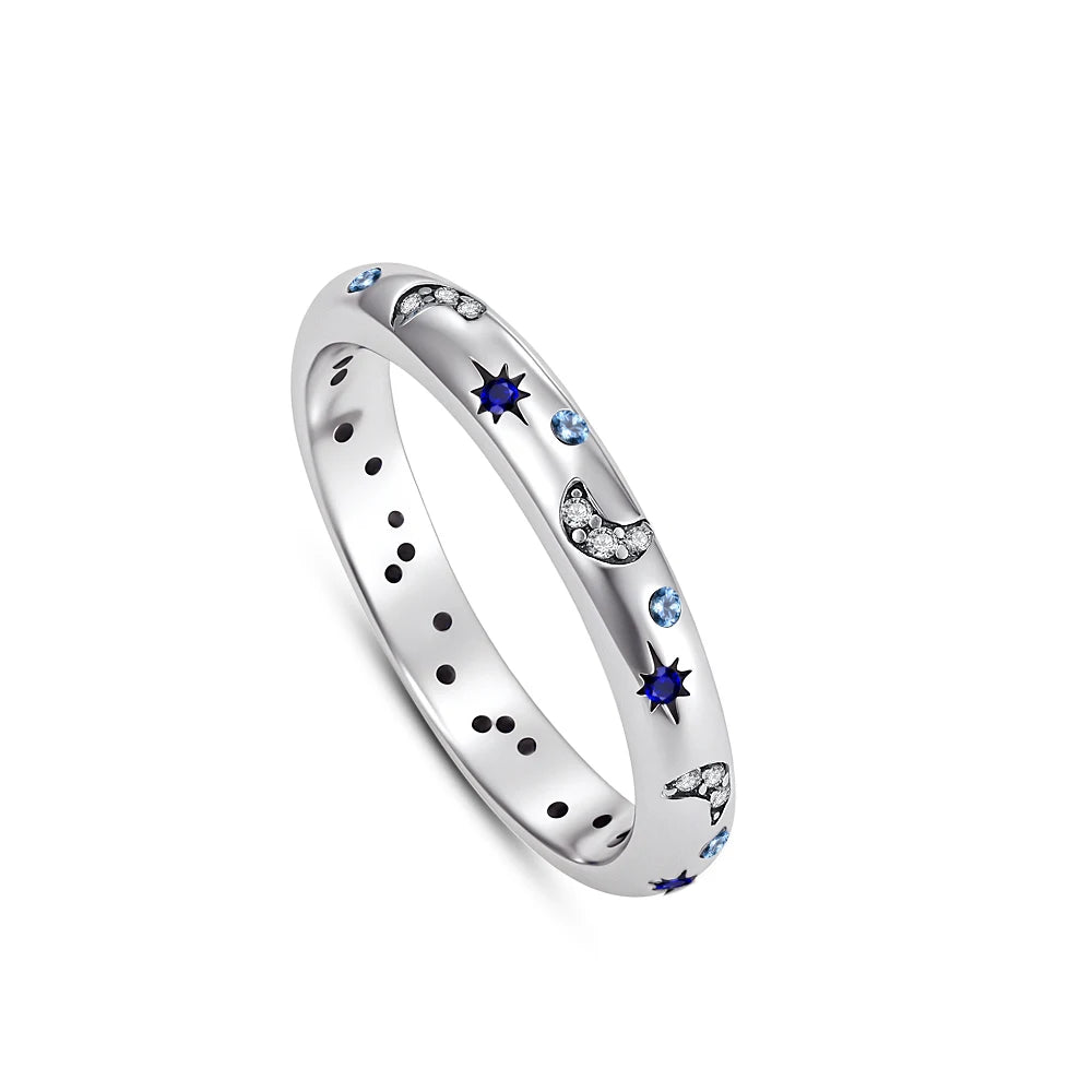 925er Silber Ring Heißer Verkauf Muttertag Mama Größe 6 7 8 9 Rot Blauer Stein Schmuck Charm Passender DIY Geburtstagsgeschenk